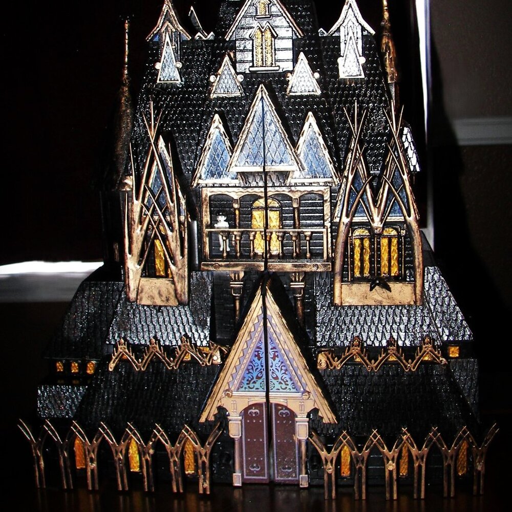 Halloween Haunted House Castle One-of-a-Kind Hand painted Dollhouse Spooky Décor
